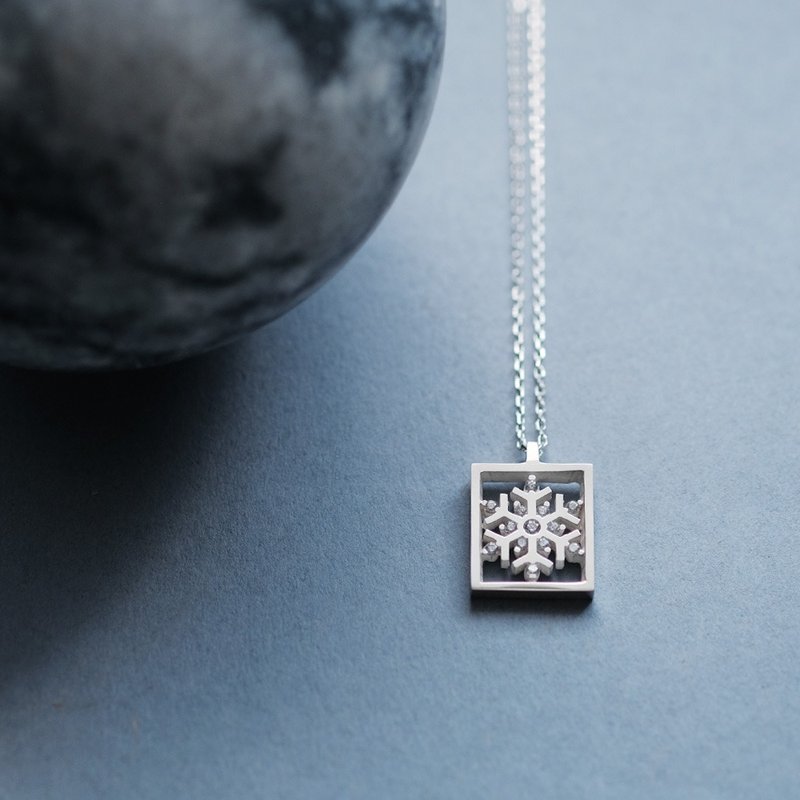 Flame Snowflake Necklace Silver 925 Men's Unisex - สร้อยคอ - โลหะ สีเงิน