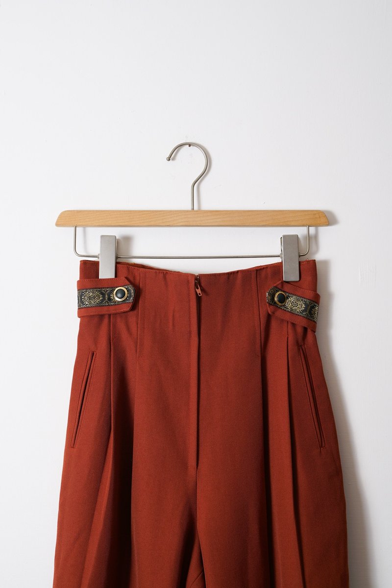 Innocence Department Store Vintage trousers with webbing high waist trousers TR.004 - กางเกงขายาว - เส้นใยสังเคราะห์ สีนำ้ตาล