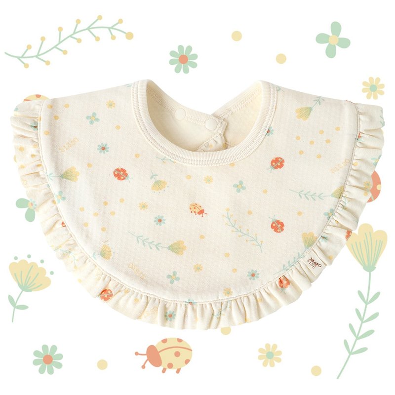 【SISSO Organic Cotton】cool bib with dancing little ladybug - Bibs - Cotton & Hemp White