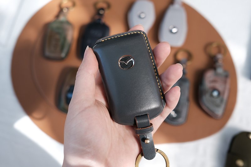 Shape it  | Handmade Leather mazda  key Case.Car Key Holder - Keychains - Genuine Leather Multicolor