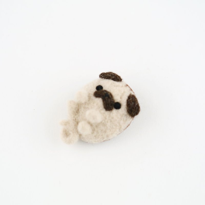 pug dog wool felting brooch