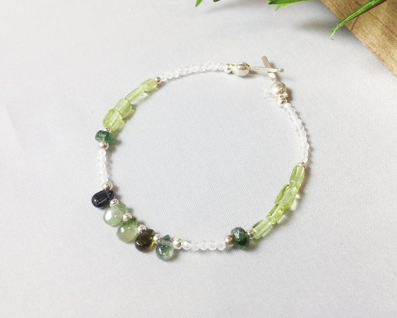 :: :: MH canteen custom sterling silver natural stone series _ sprouts - Bracelets - Gemstone Green