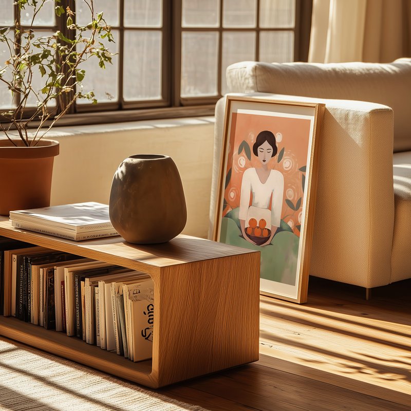 みかんを持つ女性 / 現代キャラクターイラスト、ポスター、絵画 - ポスター・絵 - 紙 