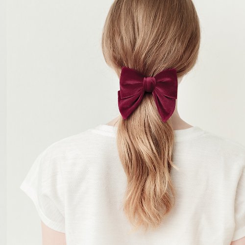 Red Bow for Girl, Velvet Hair Bow Clip for Women, Big Hair Accessory - Shop  maili Hair Accessories - Pinkoi