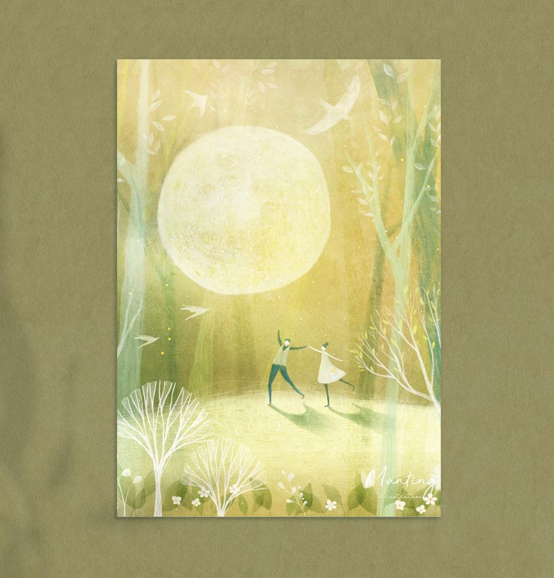 Illustration postcard - Dancing in the Moonlight - การ์ด/โปสการ์ด - กระดาษ 