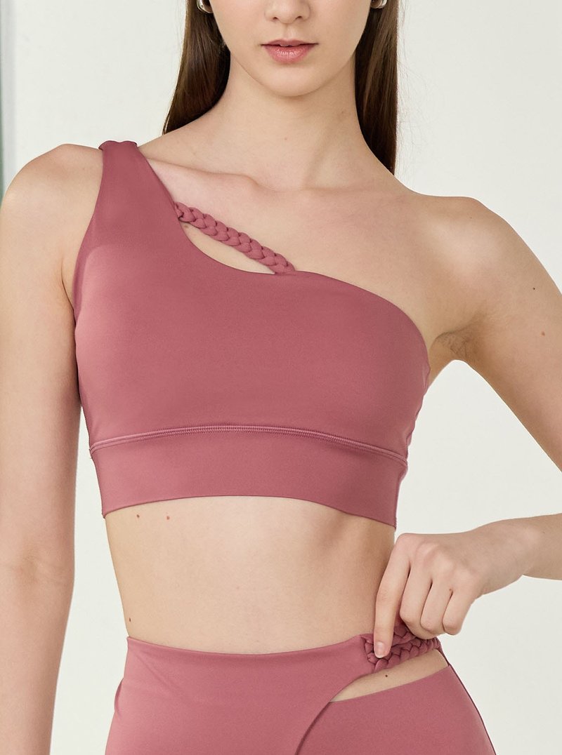 【S2N】ME ! 編織單肩美背上衣_Desert Coral T043 - 運動內衣 - 尼龍 紅色