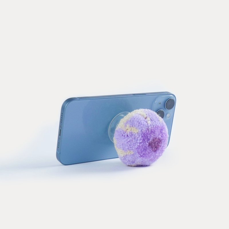 Llewelin wet leather umbrella-hand-tufted three-dimensional mushroom mobile phone holder-wool/handmade/drama/gift - ที่ตั้งมือถือ - ขนแกะ สีม่วง