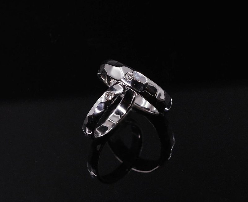 【半畝光】鑽石切面純銀戒指(單只) - 戒指 - 純銀 銀色