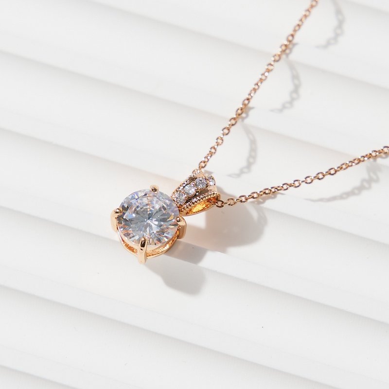 Brilliant Fire Diamond Necklace (two colors in total) - สร้อยคอ - ทองแดงทองเหลือง สีทอง