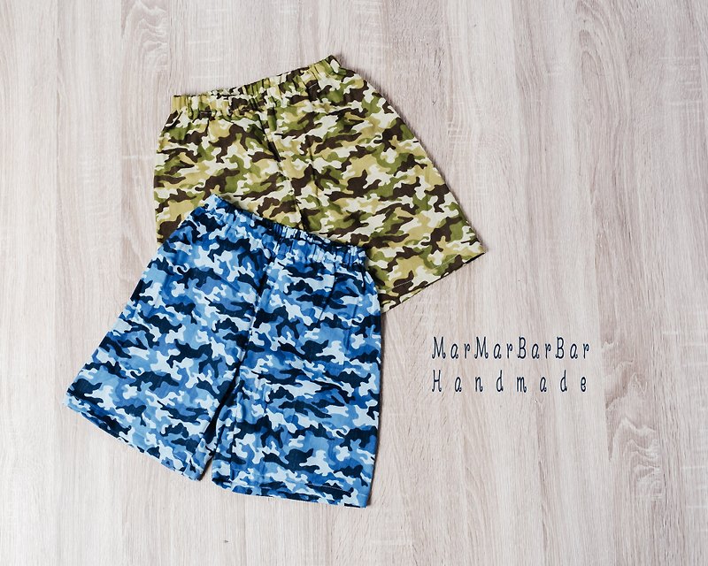 Double yarn shorts - camouflage hand made non-toxic children's pants shorts - กางเกง - ผ้าฝ้าย/ผ้าลินิน สีเขียว