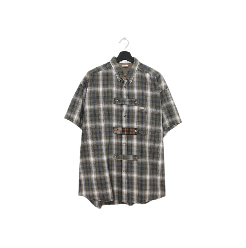 Back to Green-再製設計襯衫 格紋 墨綠色 ss-14//vintage shirt - 男襯衫/休閒襯衫 - 棉．麻 