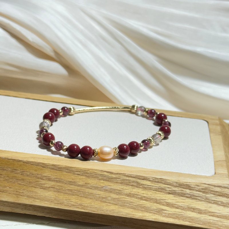 紫金砂、紫牙烏、拉長石 開運避邪手鍊 - 手鍊/手鐲 - 半寶石 紅色