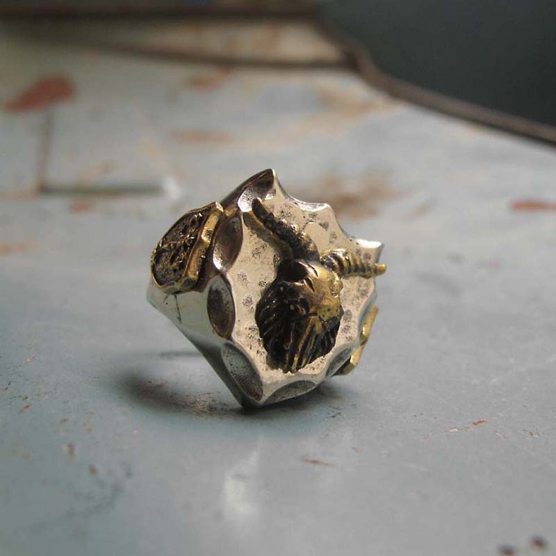 Goat skull Rings sterling silver Seal Satan Baphomet Pentagram Sigil Illuminati - General Rings - Other Metals Silver