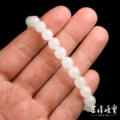 正佳珠寶】和田白玉頂級新疆老礦7.8-8.3mm 和田白玉手珠正佳珠寶