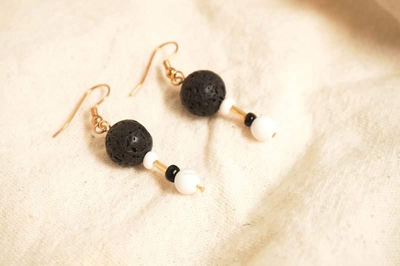 Handmade Earrings | Lava Stone - Earrings & Clip-ons - Gemstone Black