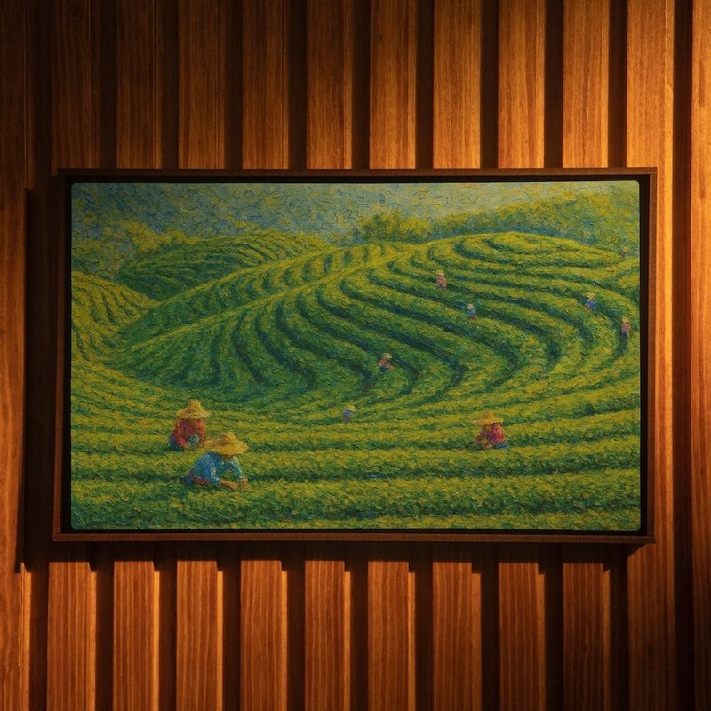 富饒臺灣-山嵐茶谷【壁虎拼圖】 - 擺飾/家飾品 - 木頭 綠色
