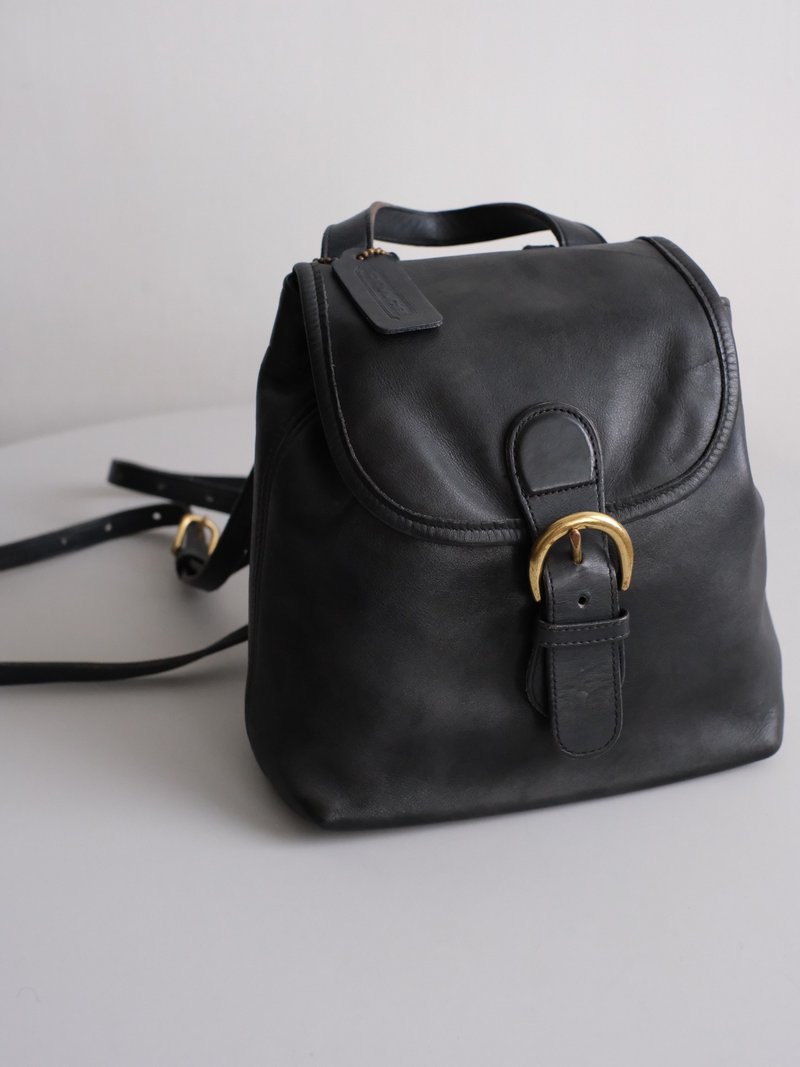 Vintage Coach Bag antique bag/leather bag/second-hand bag/backpack/backpack - Backpacks - Genuine Leather Black