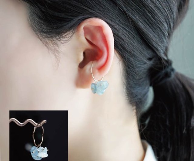 サンタマリア カラー アクアマリン 一粒 ドロップ ピアス 14kgf サンタマリア カラー アクアマリン 一粒 ドロップ ピアス 14kgf