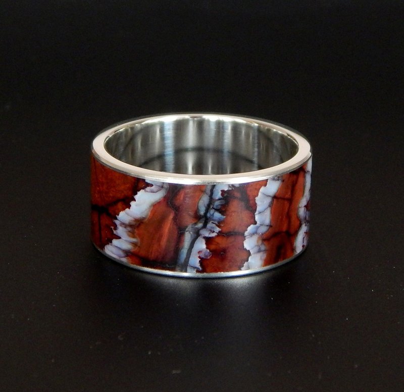 Ring stabilized mammoth molar. Unique mammoth tooth ring. - 戒指 - 純銀 咖啡色