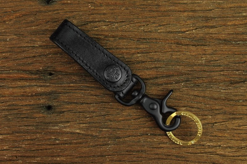 【METALIZE】皮革鑰匙釦(黑色) - 鑰匙圈/鑰匙包 - 真皮 黑色