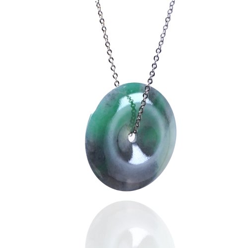 瓔珞珠寶盒 E.L.Jewelry Box 【願‧平安】冰種飄陽綠翡翠平安扣項鍊 | 天然緬甸翡翠A貨 |送禮