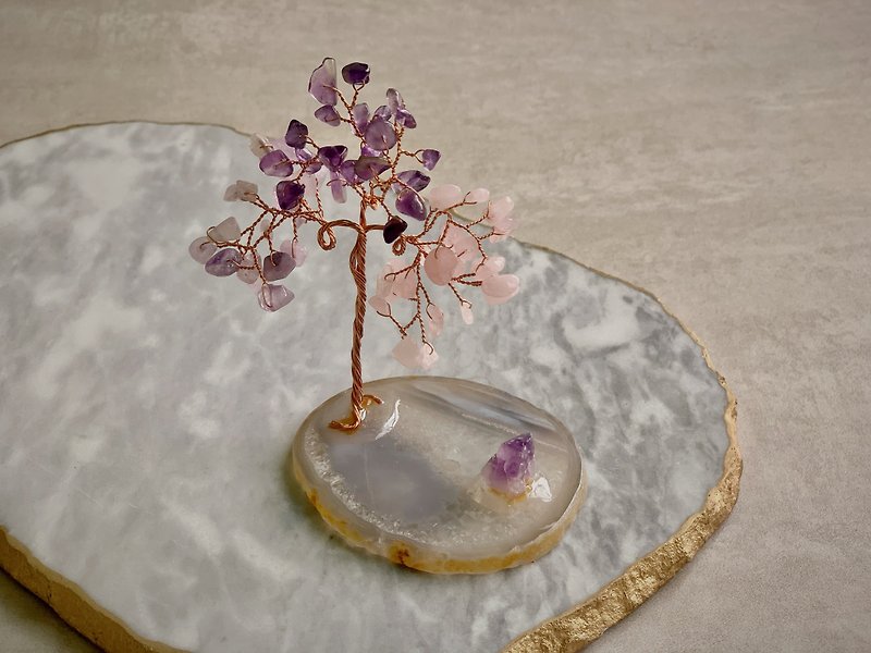 水晶 擺飾/家飾品 紫色 - 娜蓮諾 順潤之石 粉紫水晶樹【能量水晶守護者】