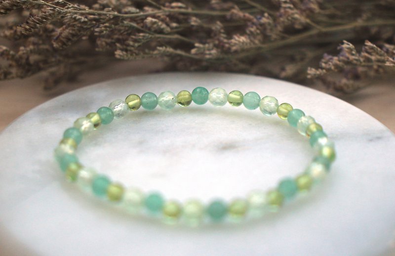 Crystal bracelet | with Stone| Stone| agate | small green - สร้อยข้อมือ - คริสตัล สีเขียว