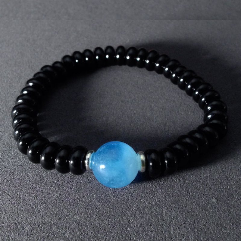 Aquamarine with Black Agate - Distinguished Prestige Men's Bracelet QBR-00041 - Bracelets - Crystal 