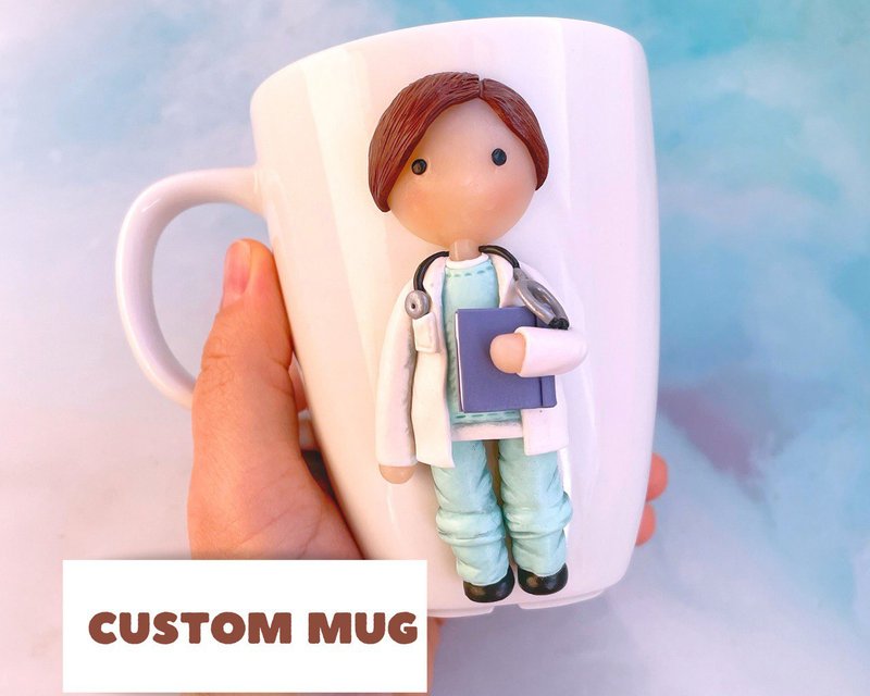 Custom mug gifts for doctor. Medical student gift. Mug favorite doctor. - Teapots & Teacups - Clay White