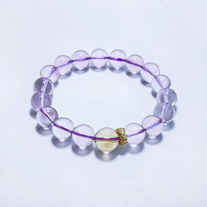 Gemstone natural mineral vitreous Bolivian amethyst 10 mm citrine bracelet - Bracelets - Gemstone Purple