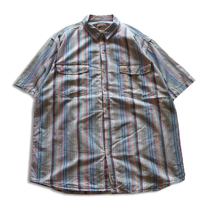 -Two Light Masters Vintage-Colored Striped Shirt