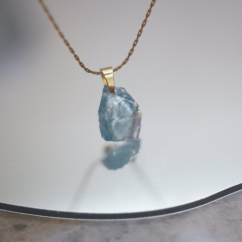 Aquamarine Rough Pendant Necklace - Necklaces - Gemstone Blue