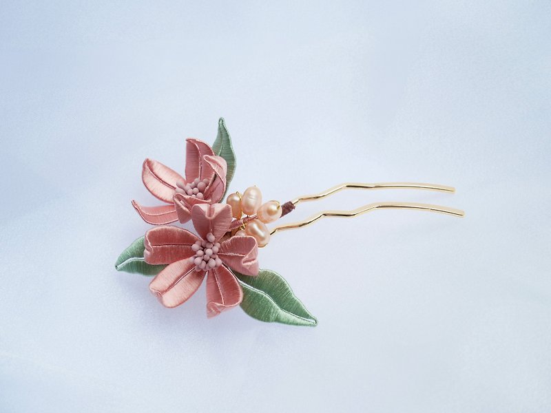 Osmanthus entangling hairpin ancient style Hanfu can be customized to change color - Hair Accessories - Thread Pink