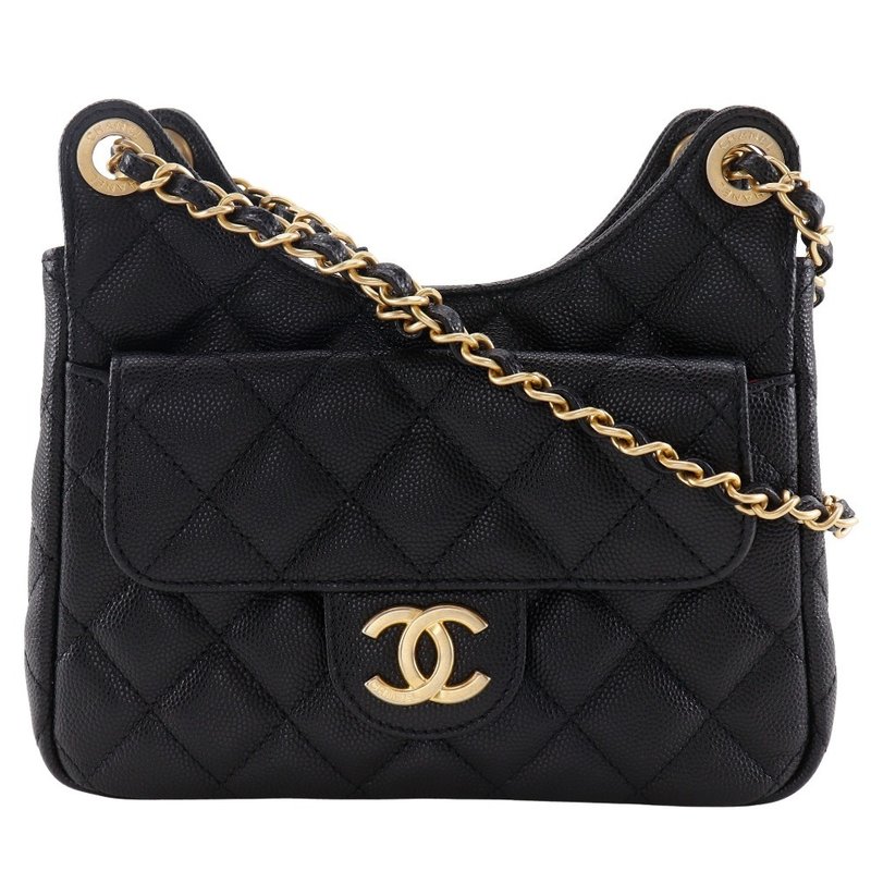 【日本直送】シャネル CHANEL マトラッセ スモールホーボーバッグ AS3710 チェーンショルダー キャビアスキン 黒 レディース【中古】 - 側背包/斜背包 - 真皮 黑色