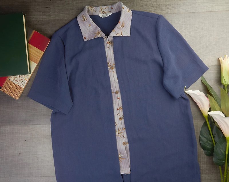 L | Vintage women 2 layers blue blouse | Women&#x27;s vintage clothing