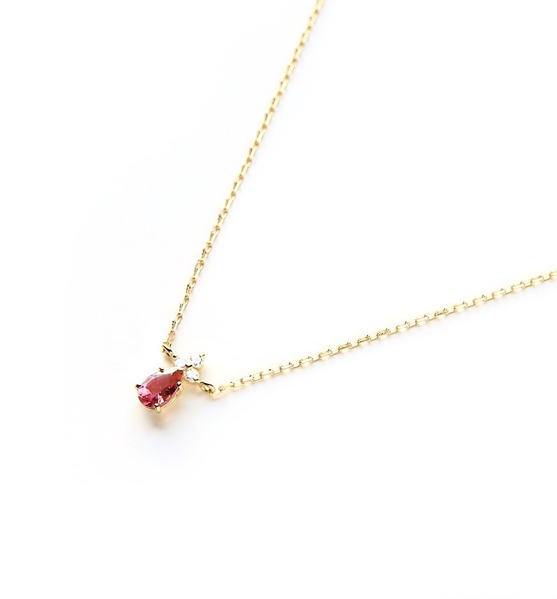 K18 Pink Tourmaline &amp; Diamond Necklace ~ Ello Lilas ~