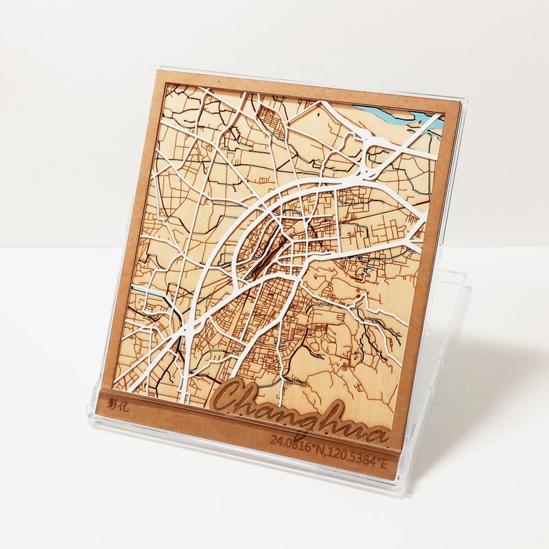一方地圖-彰化 | 臺灣城市地圖 | 客製化地圖 - 擺飾/家飾品 - 木頭 多色