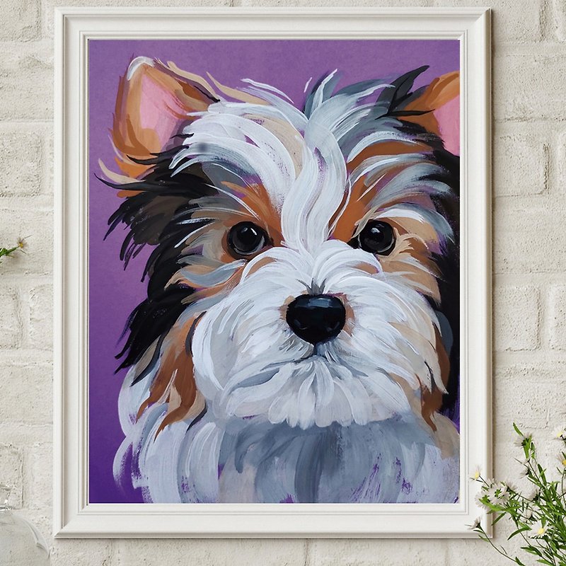 Hand painted dog portrait Custom pet portrait from photo Original painting