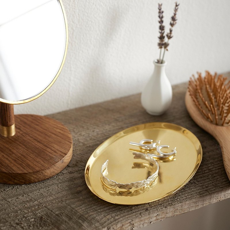 日本SHISEIHANBAI認定 - シンプルなイエロー楕円形の絶妙なトレイ/手飾りトレイ/アクセサリー - 置物 - 銅・真鍮 ゴールド