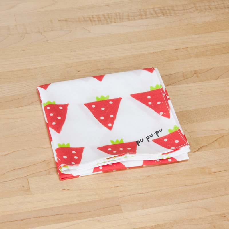Handkerchief strawberry field - Handkerchiefs & Pocket Squares - Cotton & Hemp Red