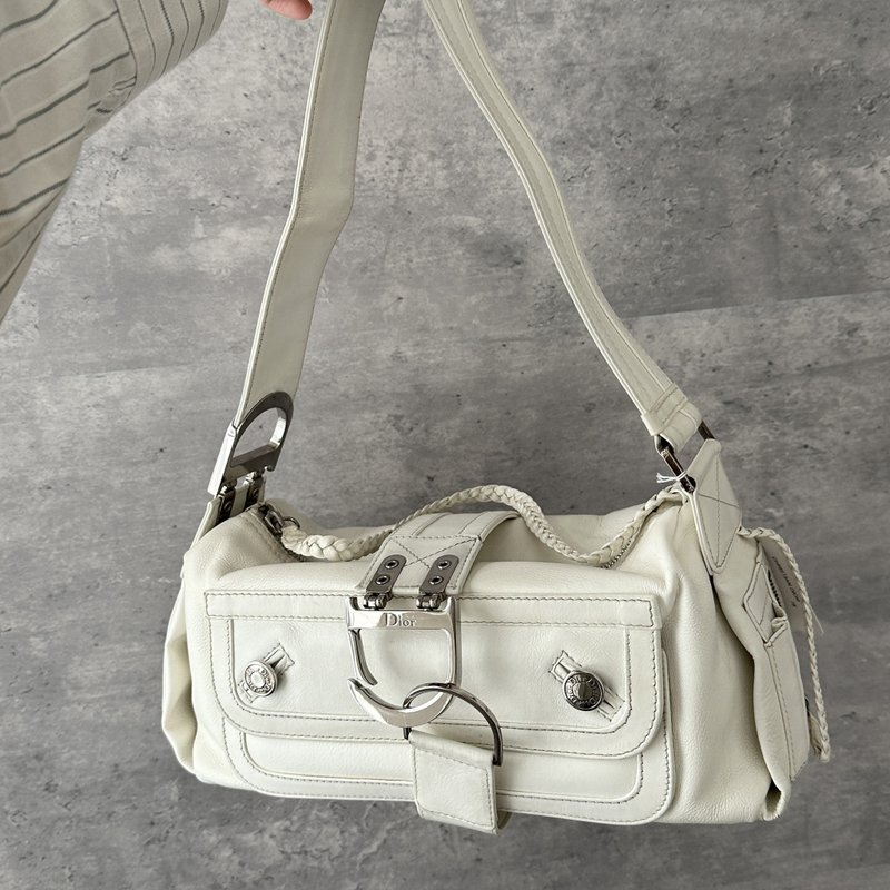 Dior 迪奧 Y2K 白色 Hobo 肩背包 - 側背包/斜孭袋 - 真皮 白色