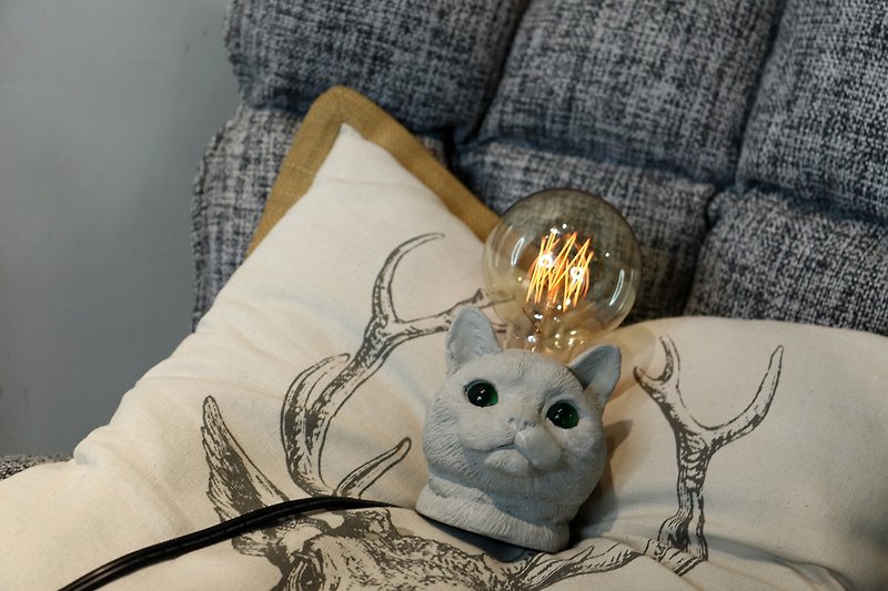 Shu MUSE American shorthair cat table lamp LED lamp tungsten bulb USB lamp decoration cat hair child - Lighting - Cement Gray