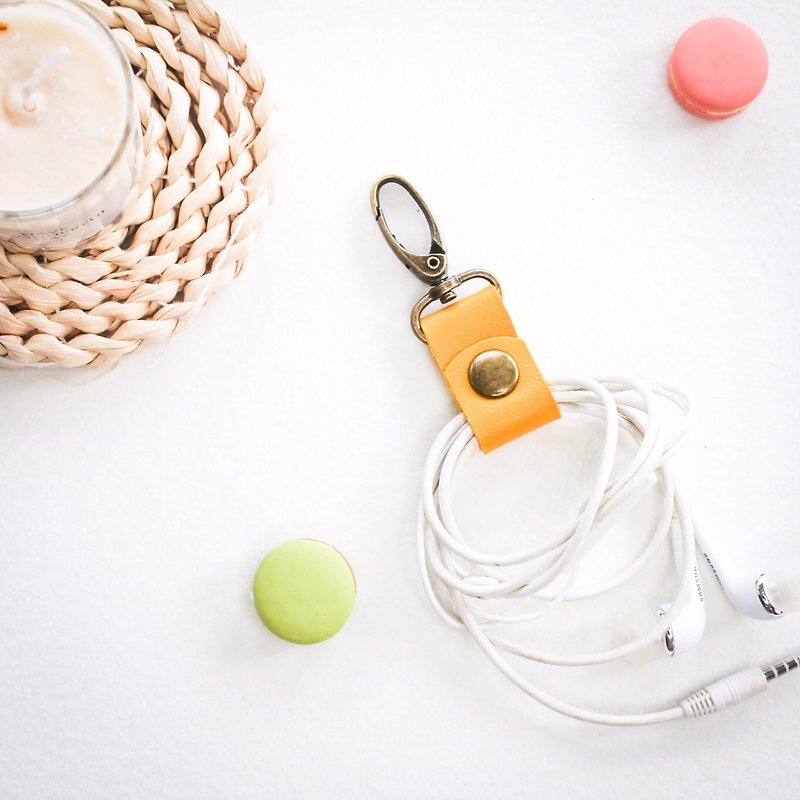 Yellow Headphone cable organizer Charging cable storage Headphone strap