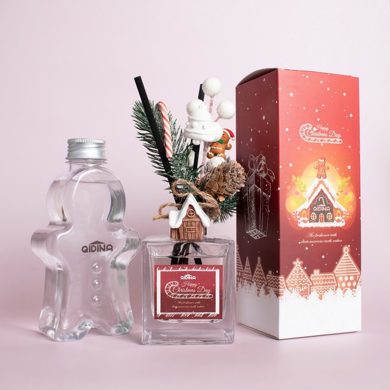 QIDINA 200ml聖誕雪屋造型擴香瓶禮盒 + 造型補充瓶 + 聖誕袋 - 香氛/精油/擴香 - 其他材質 多色