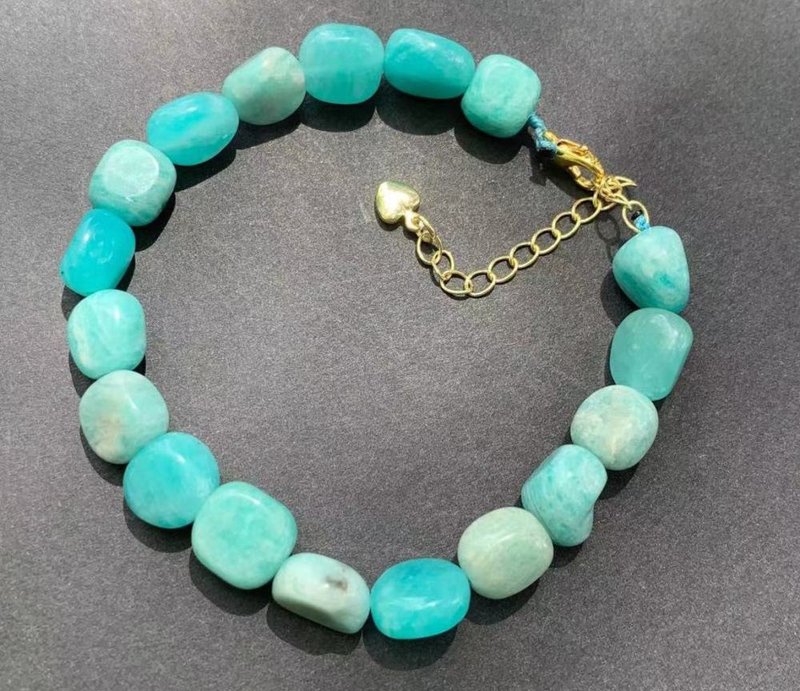 Amazonite Bracelet, Natural Amazonite Bracelet, Blue- Green Amazonite - Bracelets - Stainless Steel Green