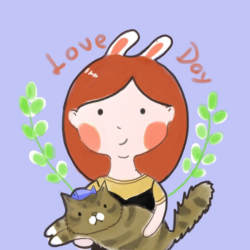 Pet/cat and owner illustration customization