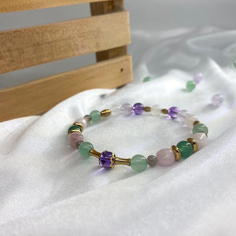 【Gardener's Garden】Amethyst/Pink Crystal/Oronite/Lavender Amethyst/ Stone/Persian Agate - Bracelets - Semi-Precious Stones Multicolor