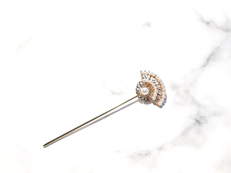 Royal Fan Pearl Hairpin Hair Accessory - Hair Accessories - Other Metals Multicolor