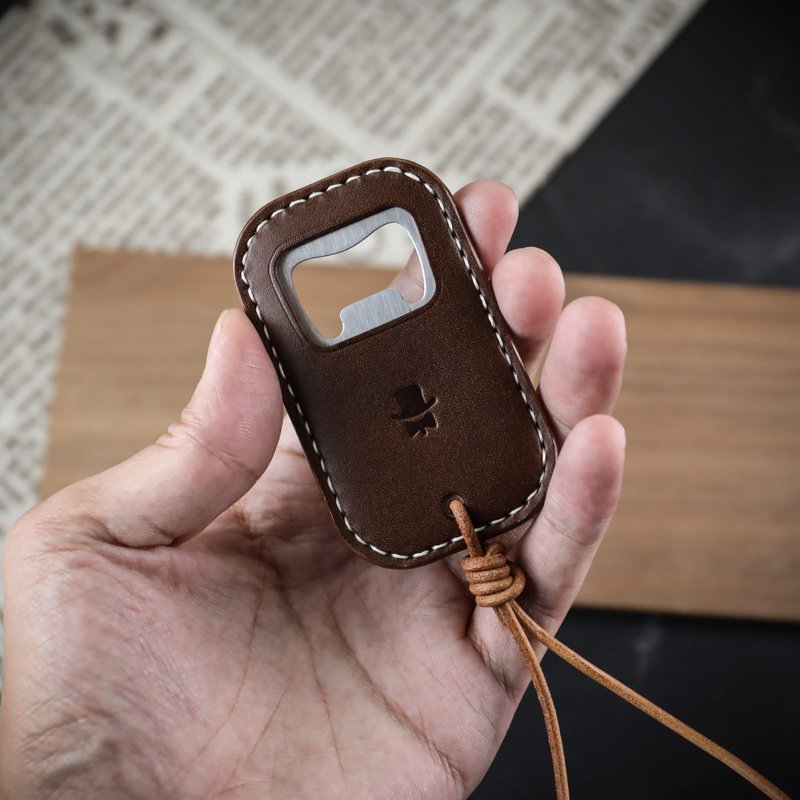 [Magnetic Bottle Opener] First-layer vegetable-tanned cowhide, genuine leather, custom-engraved handmade by Mister - Bottle & Can Openers - Genuine Leather Multicolor