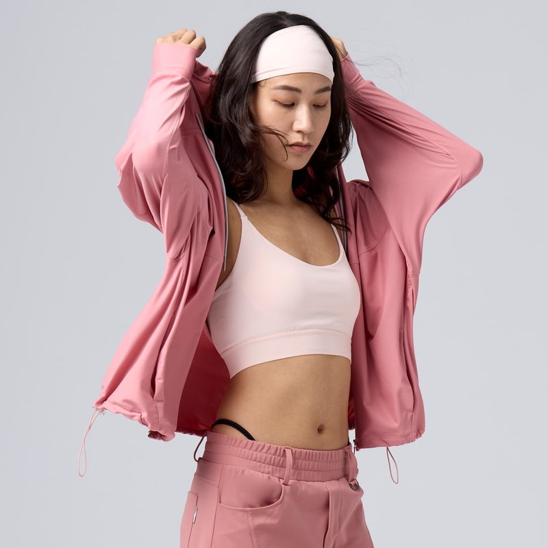 ULTRACOOL-涼感抗UV防曬連帽外套-乾燥玫瑰 - 女大衣/外套 - 尼龍 粉紅色